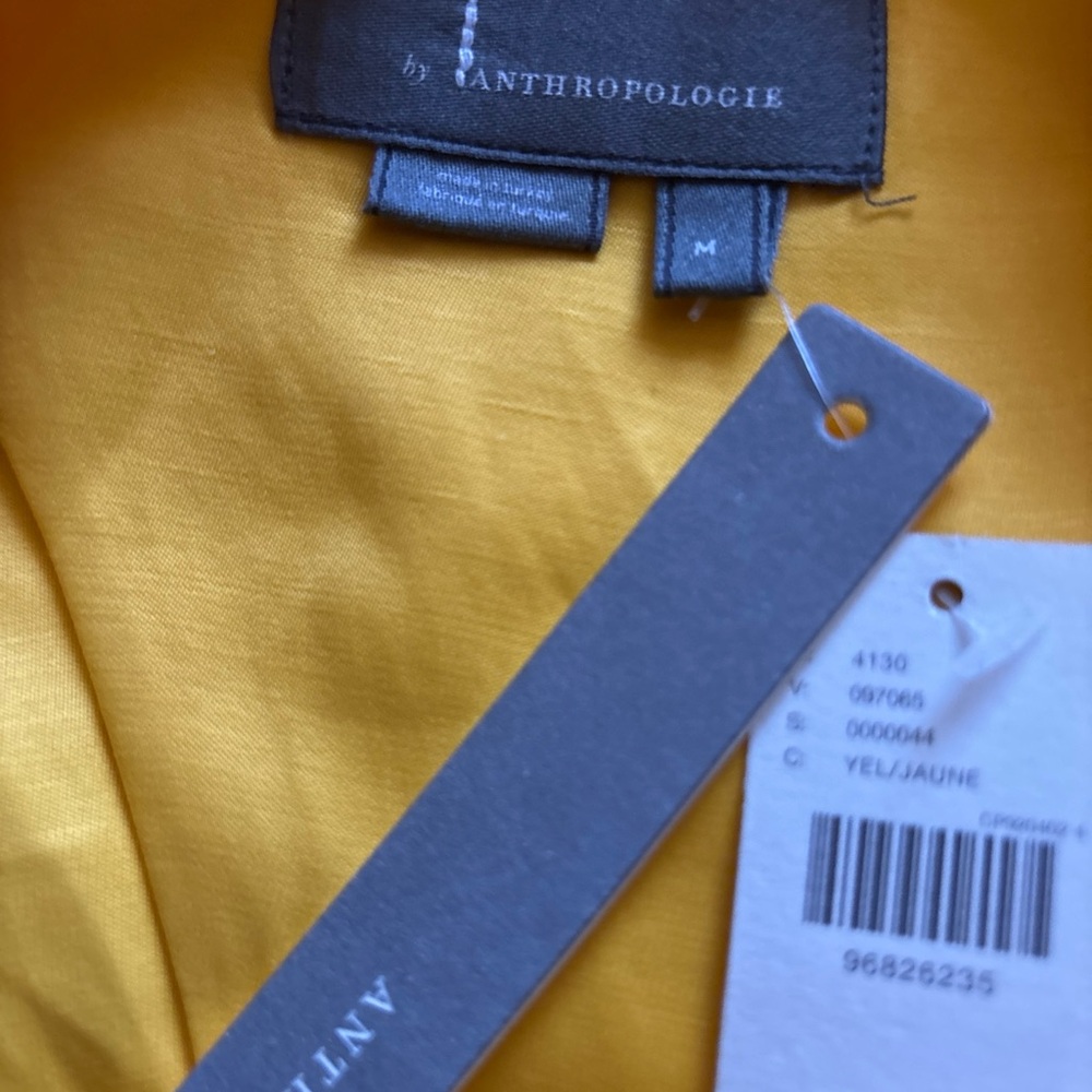 Anthropologie OB Sleeveless Linen Maxi Dress Jaune M yellow pockets not sheer - Picture 11 of 14